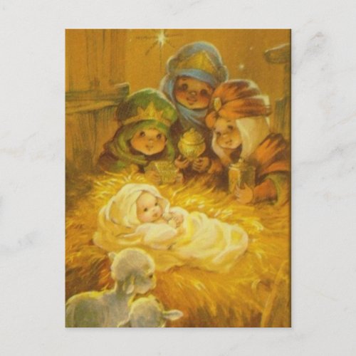 Vintage Christmas Nativity Holiday Postcard