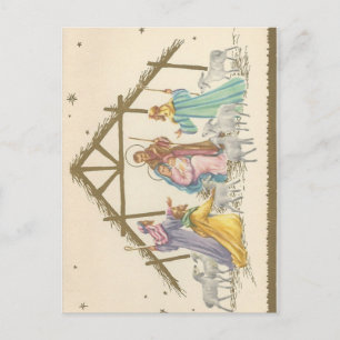 Vintage Christmas Nativity Holiday Postcard