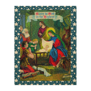 Vintage Christmas Nativity Holiday Wood Wall Art