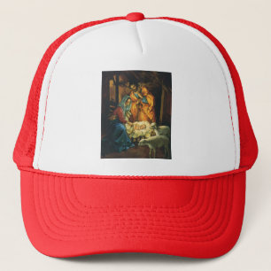 Vintage Christmas Nativity Jesus in Manger Trucker Hat