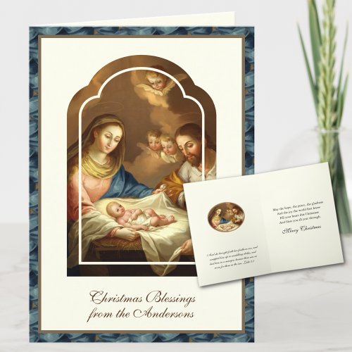 Vintage Christmas Nativity Jesus Mary Joseph Holiday Card