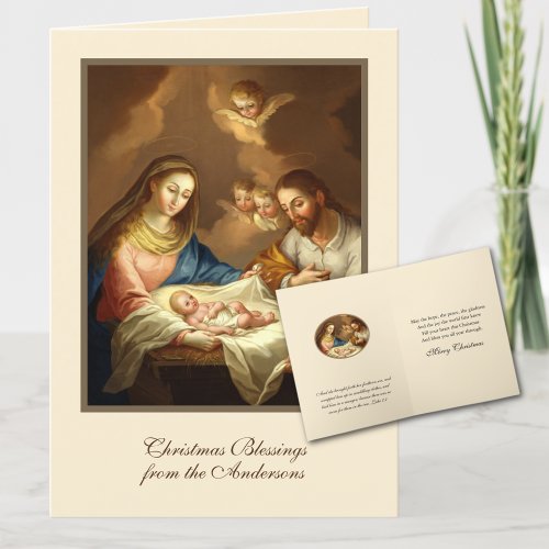 Vintage Christmas Nativity Jesus Mary Joseph Holiday Card