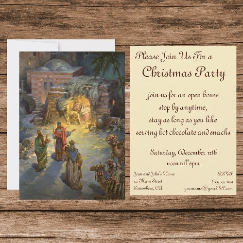 Vintage Christmas Nativity Magi Invitation