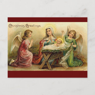 Vintage Christmas nativity Mary Jesus Postcard