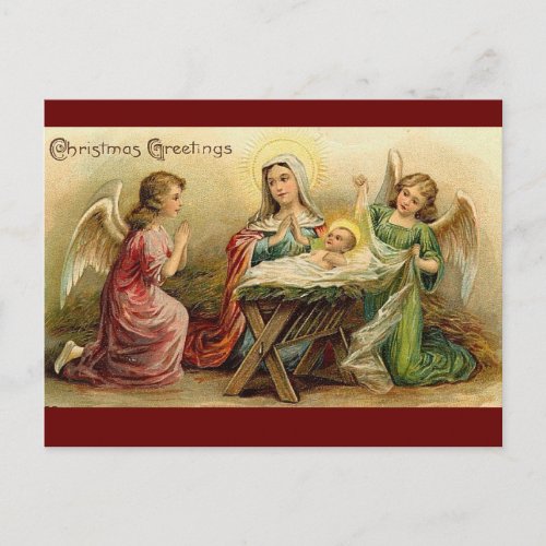 Vintage Christmas nativity Mary Jesus Postcard