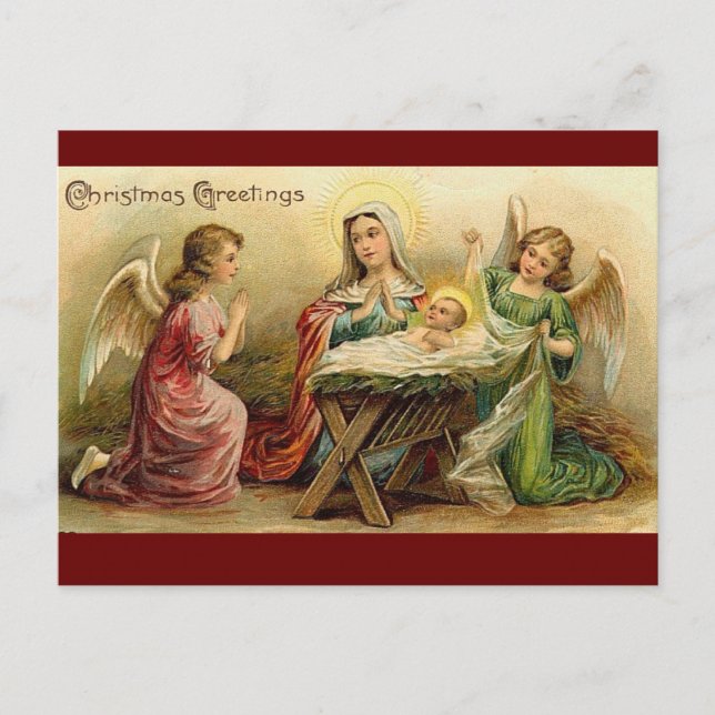 Vintage Christmas nativity Mary Jesus Postcard (Front)
