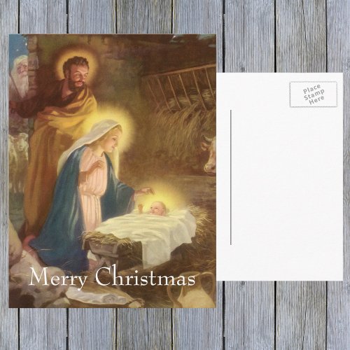 Vintage Christmas Nativity Mary Joseph Baby Jesus Holiday Postcard