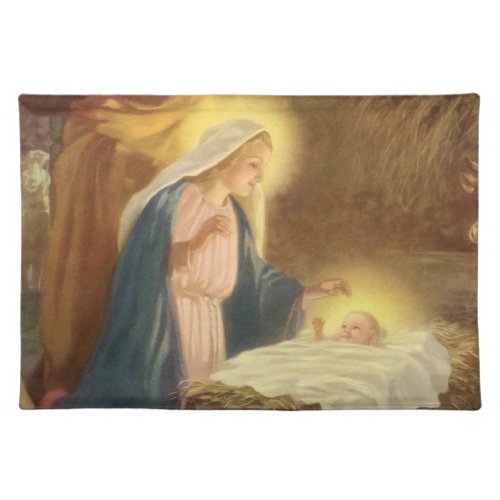 Vintage Christmas Nativity Mary Joseph Baby Jesus Placemat