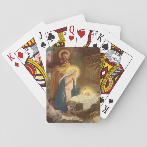 Vintage Christmas Nativity Mary Joseph Baby Jesus Playing Cards