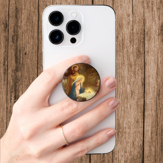 Vintage Christmas Nativity, Mary Joseph Baby Jesus PopSocket
