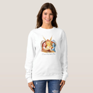 VINTAGE CHRISTMAS Nativity Scene Angel Christian Sweatshirt