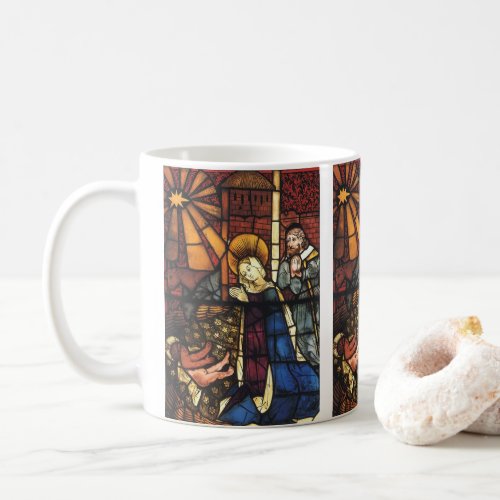 Vintage Christmas Nativity Scene in Stained Glass Coffee Mug