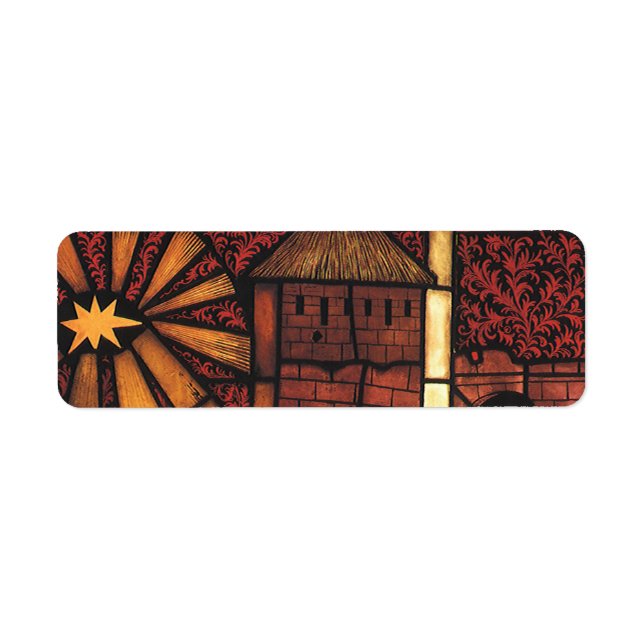 Vintage Christmas Nativity Scene in Stained Glass Label (Front)