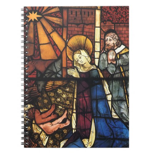 Vintage Christmas Nativity Scene in Stained Glass Notebook