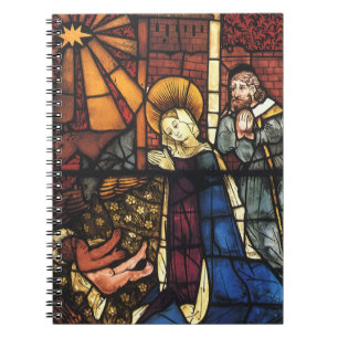 Vintage Christmas Nativity Scene in Stained Glass Notebook