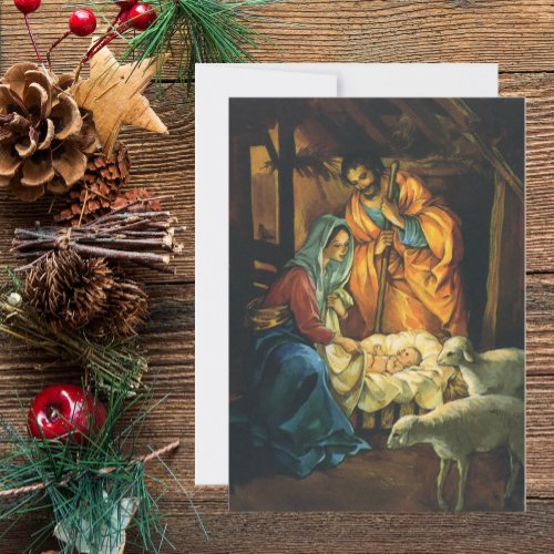 Vintage Christmas Nativity Scene Party Invitation