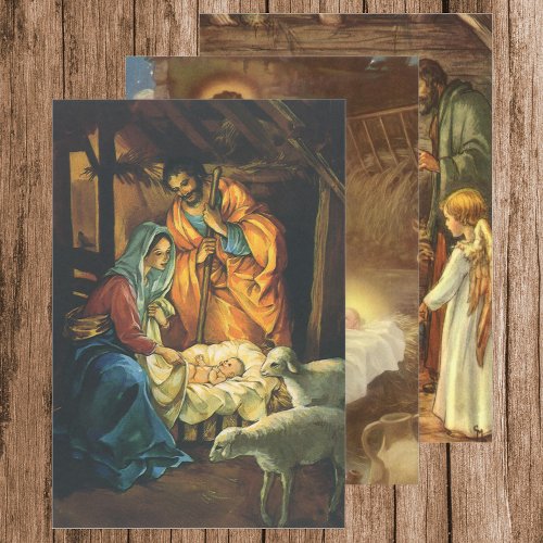 Vintage Christmas Nativity Scenes Variety Pack Wrapping Paper Sheets