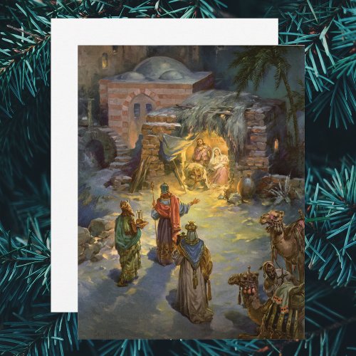 Vintage Christmas Nativity with Magi Invitation