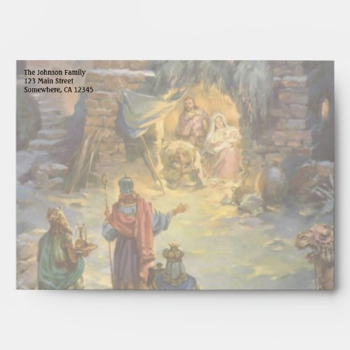 Vintage Christmas Nativity with Visiting Magi Envelope