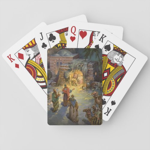 Vintage Christmas Nativity with Visiting Magi Poker Cards