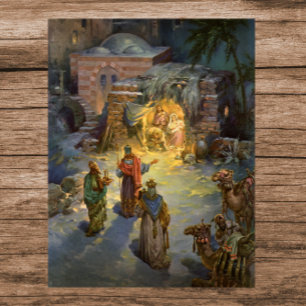Vintage Christmas Nativity with Visiting Magi Poster