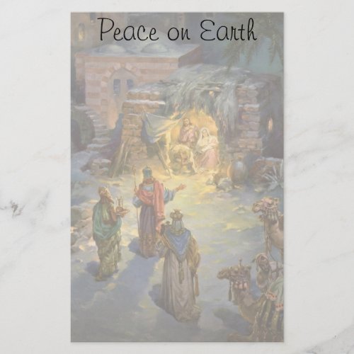 Vintage Christmas Nativity with Visiting Magi Stationery