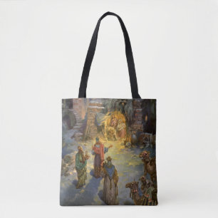 Vintage Christmas Nativity with Visiting Magi Tote Bag