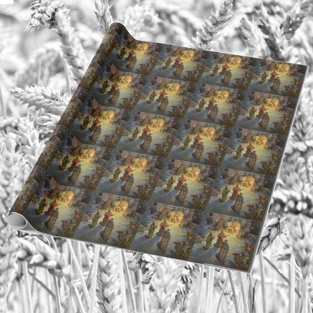 Vintage Christmas Nativity with Visiting Magi Wrapping Paper (Creator Uploaded)