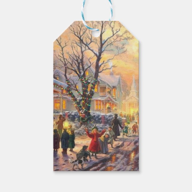 Vintage Christmas Neighborhood Gift Tags (Front)