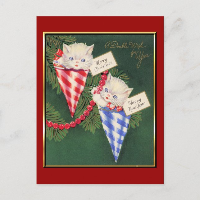 Vintage Christmas/New Year Holiday Postcard (Front)