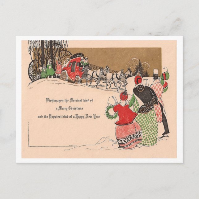 Vintage Christmas & New Year Holiday Postcard (Front)
