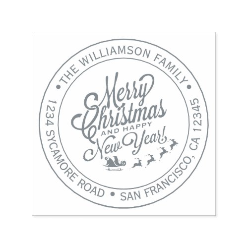 Vintage Christmas New Year Round Return Address Se Self_inking Stamp