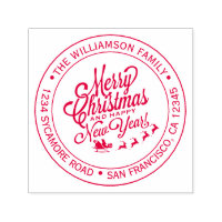 Vintage Christmas New Year Round Return Address