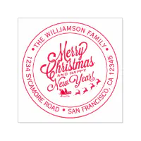 Self-Inking Christmas Rubber Stamp - MERRY CHRISTMAS - RED INK 