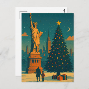 Vintage Christmas New York – Statue of Liberty Postcard