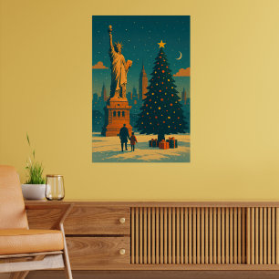 Vintage Christmas New York – Statue of Liberty Poster