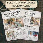Vintage Christmas Newspaper Photo Newsletter Holiday Card<br><div class="desc">Share your family’s story with a Christmas card designed like a vintage newspaper. The front of *The Christmas Post* features a bold headline, space for a large family photo, your family name, and a personalized holiday greeting that feels like a festive editorial. On the back, the “What a Year!” section...</div>