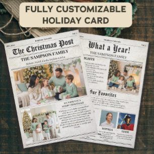Vintage Christmas Newspaper Photo Newsletter Holiday Card
