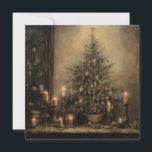 Vintage Christmas Night Greeting Card<br><div class="desc">vintage christmas night greeting card with text Merry Christmas</div>