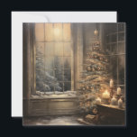 Vintage Christmas Night Greeting Card<br><div class="desc">vintage christmas night greeting card with text Merry Christmas</div>