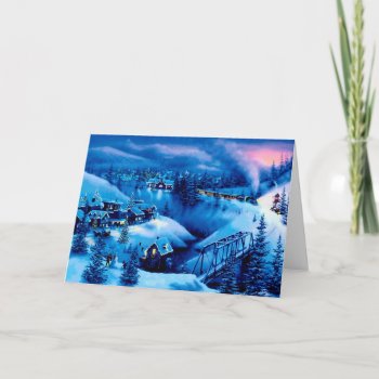 Vintage Christmas Night In Town Holiday Card by Timeless_Treasures at Zazzle