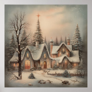 Vintage Christmas Night Poster