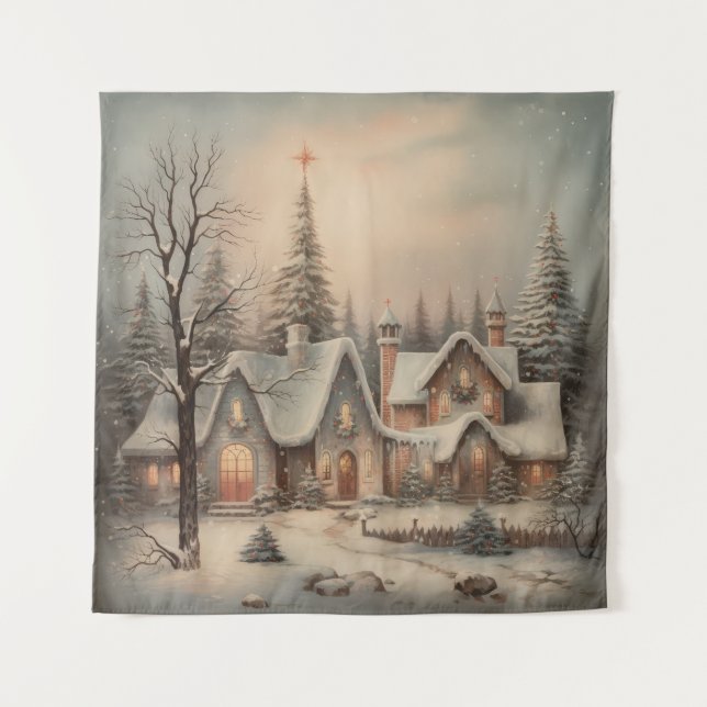 Vintage Christmas Night Tapestry (Front)