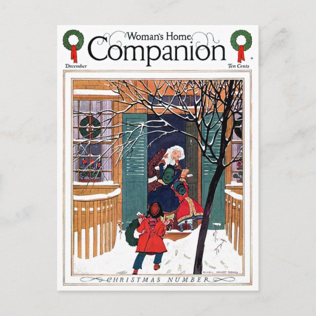 VINTAGE "CHRISTMAS NUMBER" AT GRANDMAS HOUSE" HOLIDAY POSTCARD (Front)