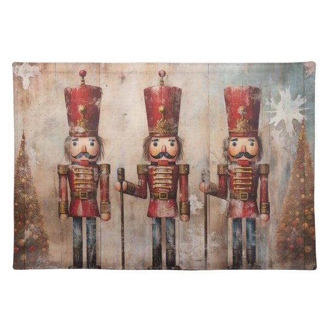 Vintage Christmas Nutcracker Soldier Cloth Placemat (Front)