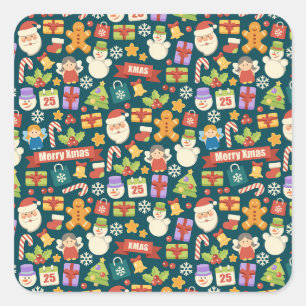 Vintage Christmas Nutcrackers Merry Christmas Cute Square Sticker