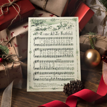Vintage Christmas O Come All Ye Faithful Beautiful Holiday Card by longdistgramma at Zazzle