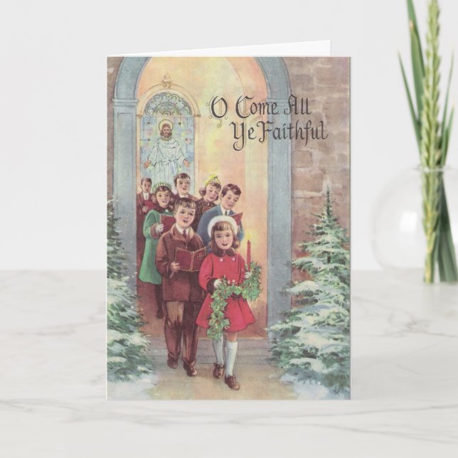 Vintage Christmas - O Come All Ye Faithful, Card (Front)