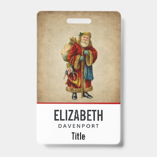 Vintage Christmas Old World Santa Claus Badge