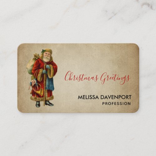 Vintage Christmas Old World Santa Claus Business Card